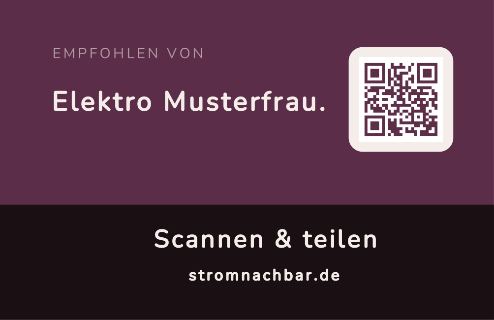 Visitenkarte Rückseite: Empfohlen von, Platz für den Namen des Elektrikers